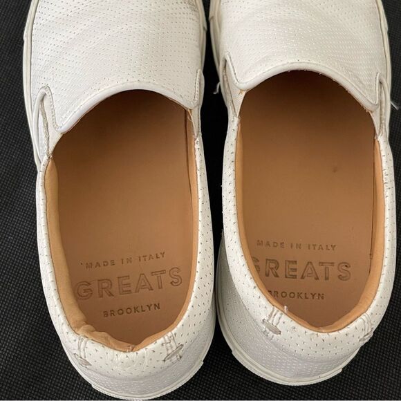GREATS White Leather Perforated Slip On Sneakers size 8 - Picture 5 of 8